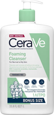 Cerave Foaming Cleanser Gel, Καθαρισμού για Κανονικές έως Λιπαρές Επιδερμίδες, 1Lt