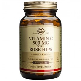 Solgar Vitamin C 500mg with Rose Hips, Συμπλήρωμα Διατροφής Βιταμίνη C για Ενίσχυση του Ανοσοποιητικού & Αντιοξειδωτική Δράση, 100tabs