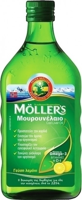Moller’s Cod Liver Oil Lemon, Παραδοσιακό Μουρουνέλαιο σε Υγρή Μορφή με Γεύση Λεμόνι, 250ml
