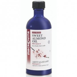 Macrovita Sweet Almond Oil, Αμυγδαλέλαιο με Βιταμίνη Ε για Πρόσωπο, Σώμα, Μαλλιά & Νύχια Ιδανικό για κάθε Τύπο Επιδερμίδας 100ml 