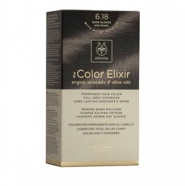 Apivita My Color Elixir 6.18 Dark Blonde Ash Pearl, Bαφή Μαλλιών- 6.18 - Ξανθό Σκούρο Σαντρέ Περλέ  (Βαφή 50ml & Γαλάκτωμα Ενεργοποίησης 75ml & Κρέμα Μαλλιών 2x15ml)