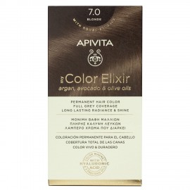 Apivita My Color Elixir 7.0 Blonde, Bαφή Μαλλιών- 7.0 - Ξανθό (Βαφή 50ml & Γαλάκτωμα Ενεργοποίησης 75ml & Κρέμα Μαλλιών 2x15ml)