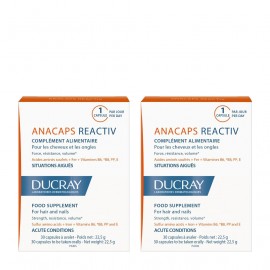 Ducray Promo Pack Anacaps Reactiv, Δυναμωτικό συμπλήρωμα διατροφής για οξείες καταστάσεις μαλλιών και νυχιών 2x30caps
