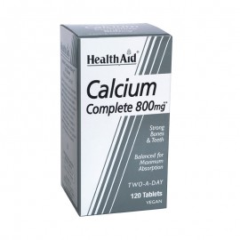 Health Aid Calcium Complete 800mg, Ασβέστιο Πλήρες για δυνατά οστά, υγιή δόντια & τη φυσιολογική λειτουργία του Νευρικού, Μυϊκού & Καρδιακού συστήματος 120Vegan Tabs