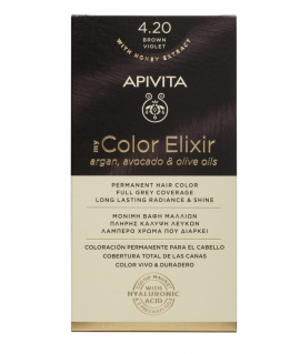 Apivita My Color Elixir 4.20 Violet Brown, Bαφή Μαλλιών 4.20 - Καστανό Βιολετί (Βαφή 50ml & Γαλάκτωμα Ενεργοποίησης 75ml & Κρέμα Μαλλιών 2x15ml)