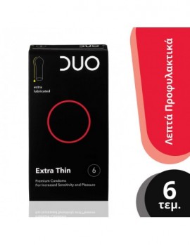 Duo Condoms Extra Thin, Προφυλακτικά Υψηλής Ποιότητας Πολύ Λεπτά 6 τεμ