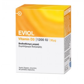 Eviol Vitamin D3 1200IU 30μg, Συμπλήρωμα για την Καλή Λειτουργία των Οστών & των Δοντιών 60caps