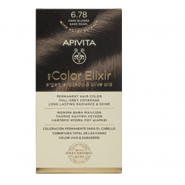 Apivita My Color Elixir kit, Μόνιμη Βαφή Μαλλιών 6.78 Ξανθό Σκούρο Περλέ (Βαφή 50ml & Γαλάκτωμα Ενεργοποίησης 75ml & Κρέμα Μαλλιών 2x15ml)