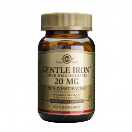 Solgar Gentle Iron 20mg, Συμπλήρωμα Διατροφής Σιδήρου που Αναστέλλει τη Σιδηροπενική Αναιμία, 90veg.caps