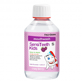 Frezyderm SensiTeeth Kids Mouthwash, Στοματικό διάλυμα κατά της τερηδόνας, για παιδιά από 3 ετών με βατόμουρου 250ml