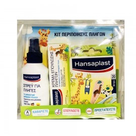 Hansaplast Kit, Cleansing Παιδικό Spray Καθαρισμού Πληγών 100ml, Kids Animal Plasters 20τεμ, Κρέμα Επούλωσης 20gr