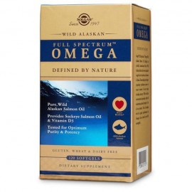 Solgar Wild Alaskan Full Spectrum Omega, Συμπλήρωμα διατροφής με Iχθυέλαιο υψηλής περιεκτικότητας σε Ω-3 (EPA + DHA), Ω-6, Ω-7, Ω-9 από τον άγριο Σολομό Αλάσκας 120softgels