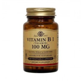 Solgar Vitamin Β1 100mg, Συμπλήρωμα Διατροφής Βιταμίνη Β1 που Συμβάλει στην Καλή Υγεία Νευρικού Συστήματος, των Μυών & της Καρδιάς, 100veg.caps