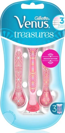 Gillette Venus Treasures 3τμχ Pink Design Edition, Ξυραφάκια Με 3 Λεπίδες 3τμχ