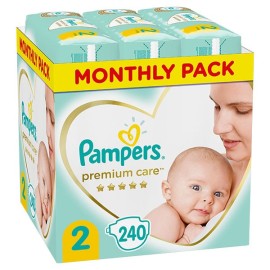 Pampers Premium Care No.2 Monthly Pack Mini (4-8 kg) Βρεφικές Πάνες, 240 τμχ