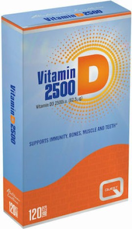 Quest Vitamin D3 2500iu, Συμπλήρωμα για το Ανοσοποιητικό και Τα Οστά, 120tabs