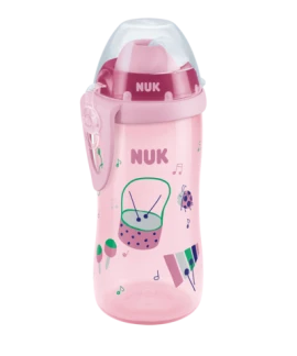 Nuk First Choice Flexi Cup PP 12m+ Παγουράκι με Καλαμάκι Soft Ροζ 300ml