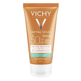 Vichy Ideal Soleil Mattifying Face Fluid Dry Touch SPF50,  Αντηλιακή Κρέμα Προσώπου με λεπτόρρευστη υφή & Ματ αποτέλεσμα, για Μικτές , Λιπαρές & Ευαίσθητες επιδερμίδες, 50ml