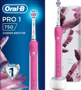 Oral-B Pro 1 750 Pink Design Edition Επαναφορτιζόμενη Ηλεκτρική Οδοντόβουρτσα & Θήκη Ταξιδίου 1τμχ