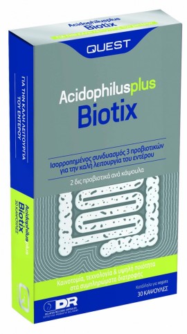 Quest Biotix Acidophilus Plus, Συμπλήρωμα Διατροφής με Προβιοτικά 30 caps