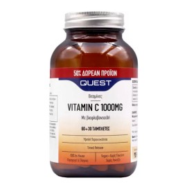 Quest Vitamin C Timed Release, Συμπλήρωμα Διατροφής με Βιταμίνη C 60 + 30 ταμπλέτες ΔΩΡΟ 1 τμχ