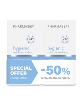 Pharmasept Hygienic Mild Deodorant, Αποσμητικό 24h σε Roll-On Χωρίς Αλουμίνιο 2x50ml