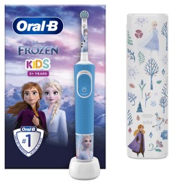Oral B Kids 3+ Ετών / Frozen Επανοφορτιζόμενη Οδοντόβουρτσα & Δώρο Θήκη Ταξιδιού (Σύνδεση με το Disney Magic Timer app + 4 fun Αυτοκόλλητα)