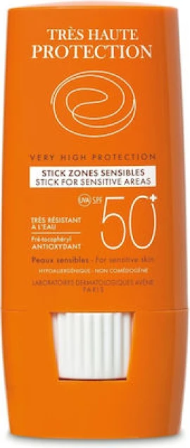 Avene Stick Zones Sensibles SPF50+ , Αντηλιακό Στικ για τις ευαίσθητες εντοπισμένες ζώνες - Πρόσωπο & Σώμα 8gr