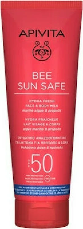 Apivita Bee Sun Safe Hydra Fresh Face & Body Milk SPF50, Αντηλιακό αναζωογονητικό γαλάκτωμα σώματος 200ml