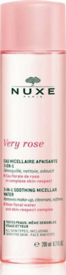 Nuxe Very Rose 3 In1 Soothing Micellar Water, Απαλό Νεράκι Καθαρισμού για πρόσωπο & μάτια 200ml