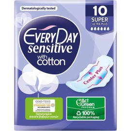 Every Day Sensitive with Cotton Super Ultra Plus Σερβιέτες με Φτερά 10τμχ