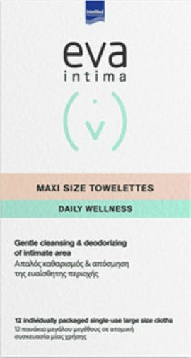 Intermed Eva Intima Maxi Size Towelettes, Μαντηλάκια για Απαλό Καθαρισμό Της Ευαίσθητης Περιοχής 12τμχ