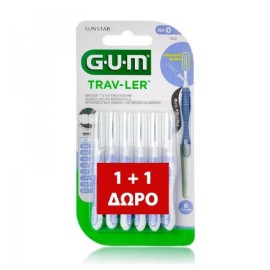 GUM 1312 Trav-Ler Μεσοδόντια Βουρτσάκια 0.6mm σε Λιλά Χρώμα 2x6τμχ 1+1 Δώρο