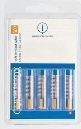 Curaprox Soft Implant Refill CPS507 Ανταλλακτικά για Μεσοδόντια Βουρτσάκια 2mm σε χρώμα Πορτοκαλί 5τμχ