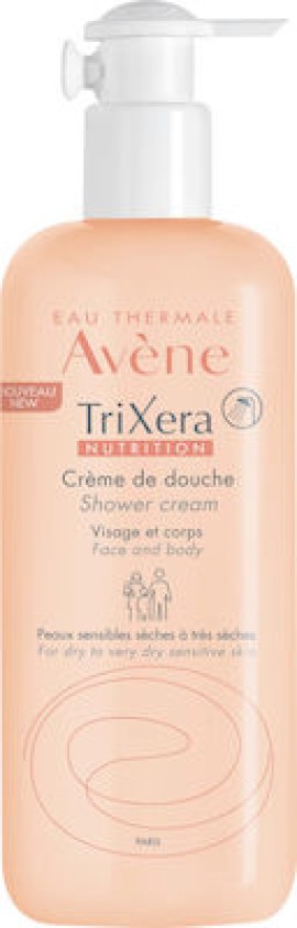 Avene TriXera Nutrition Dry To Very Dry Sensitive Skin Shower Cream, καθαρισμός για το ξηρό έως πολύ ξηρό ευαίσθητο δέρμα ολόκληρης της οικογένειας. 500ml