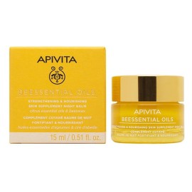 Apivita Beessential Oils Night Balm, Προσώπου Νύχτας, Συμπλήρωμα Ενδυνάμωσης & Ενυδάτωσης της Επιδερμίδας, 15ml