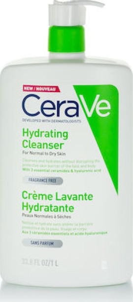 CeraVe Hydrating Cleanser, Κρέμα Καθαρισμού, για Κανονικές - Ξηρές Επιδερμίδες 1L