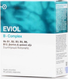Eviol B-Complex, Συμπλήρωμα Συμπλέγματος Βιταμίνης B για τη Φυσιολογική Λειτουργία του Νευρικού Συστήματος, 60 caps