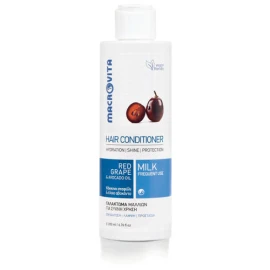 Macrovita Hair Conditioner for Hydration, Shine & Protection with Red Grape & Avocado Oil 200ml Γαλάκτωμα Μαλλιών με Κόκκινο Σταφύλι & Αβοκάντο για Ενυδάτωση, Λάμψη & Προστασία
