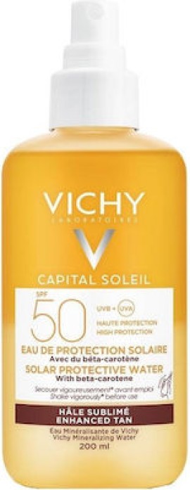 Vichy Capital Soleil Protective Water Bronzing SPF50 Αντηλιακό Νερό Υψηλής Προστασίας με Β-Καροτένιο 200ml