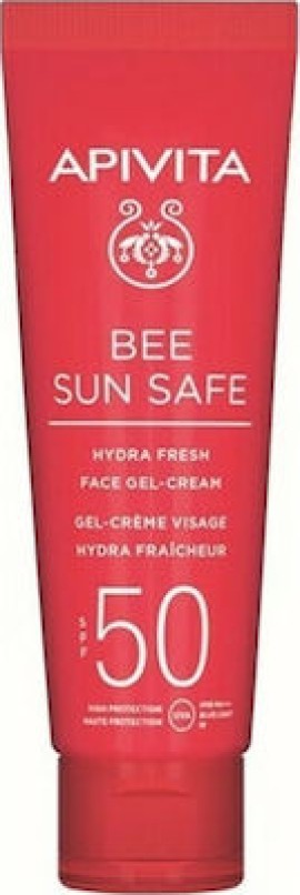 Apivita Bee Sun Safe Hydra Fresh Face Gel Cream SPF50, Αντηλιακή κρέμα για υψηλή προστασία με ελαφριά, μη λιπαρή, cream-gel υφή  50ml