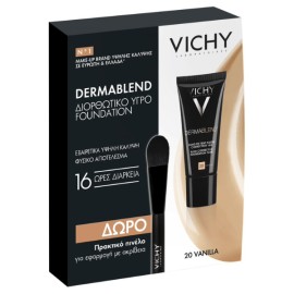 Vichy Set Dermablend Fluid Corrective Foundation 16HR 20 Vanilla 30ml + Δώρο Πρακτικό Πινέλο 1τμχ