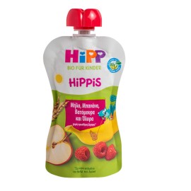 Hipp Hippis Φρουτοπολτός Μήλο, Μπανάνα,Βατόμουρα & Δημητριακά Ολικής Άλεσης 100g.