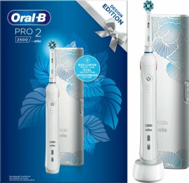 Oral-B Pro 2 2500 White Design Edition, Επαναφορτιζόμενη Ηλεκτρική Οδοντόβουρτσα & Θήκη Ταξιδίου 1τμχ