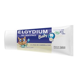 Elgydium Baby Toothpaste, Βρεφική Οδοντόκρεμα  με νερό με Βιολογικό Χαμομήλι (χωρίς φθόριο) από 6 μηνών έως 2 ετών, 30ml