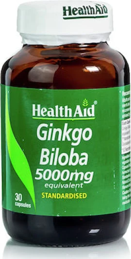 Health Aid Ginkgo Biloba 5000mg, Συμπλήρωμα Διατροφής για Πνευματικές επιδόσεις - κυκλοφορικό 30 κάψουλες