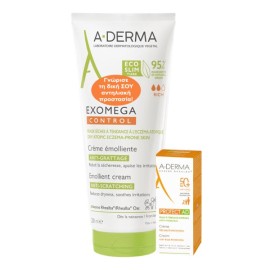 A-Derma Promo Pack Exomega Control Emollient Cream Anti-Scratching, Μαλακτική Κρέμα κατά του Κνησμού 200ml & Δώρο Protect AD Cream SPF50+, 5ml