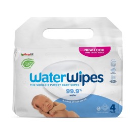 WaterWipes Value Pack, Βρεφικά Υγρά Μαντηλάκια με 99,9% Νερό και Μία Σταγόνα από Γκρέϋπφρουτ Βιοδιασπώμενα 4 τμχ