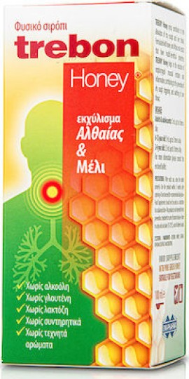 Uni-Pharma Trebon Honey Σιρόπι για τον Ερεθισμένο Λαιμό, τον Ξηρό & Παραγωγικό Βήχα 100ml
