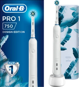 Oral-B Pro 1 750 White Design Edition Επαναφορτιζόμενη Ηλεκτρική Οδοντόβουρτσα & Θήκη Ταξιδίου 1τμχ